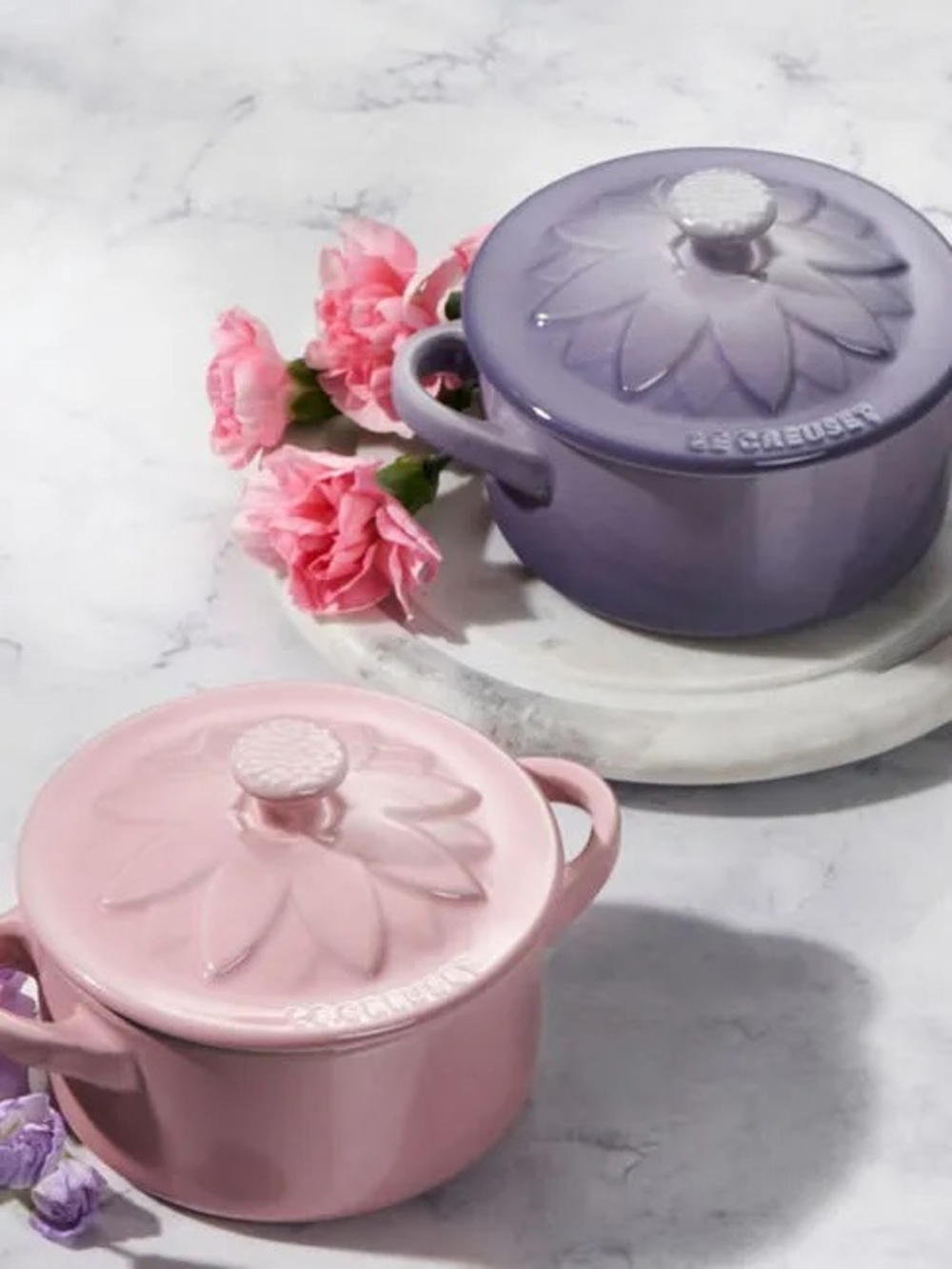 Le Creuset 10 CM Mini Cocotte Sunflower Relief CK Chiffon Pink 8-ounce (250 ml)